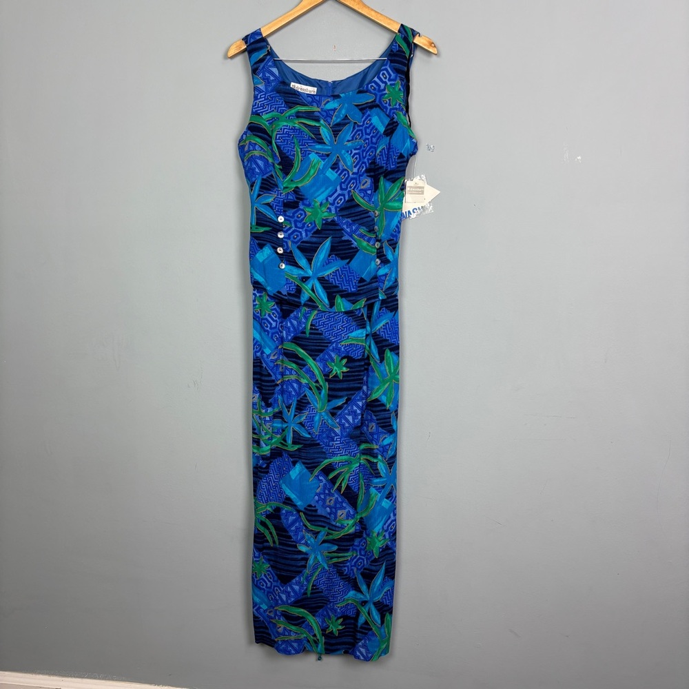Dressbarn. 90s Tropical Floral Woman’s Midi Dress with slits by sides. Sz 12 NWT